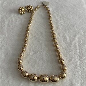 vintage gold-tone graduated ball necklace and matching clip-on earrings